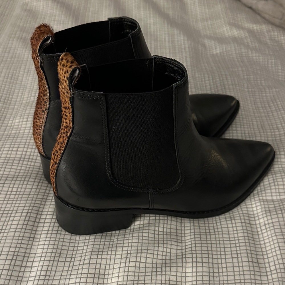 Matisse Black Ankle Boots with brown detailing - NWOT. Never worn!
